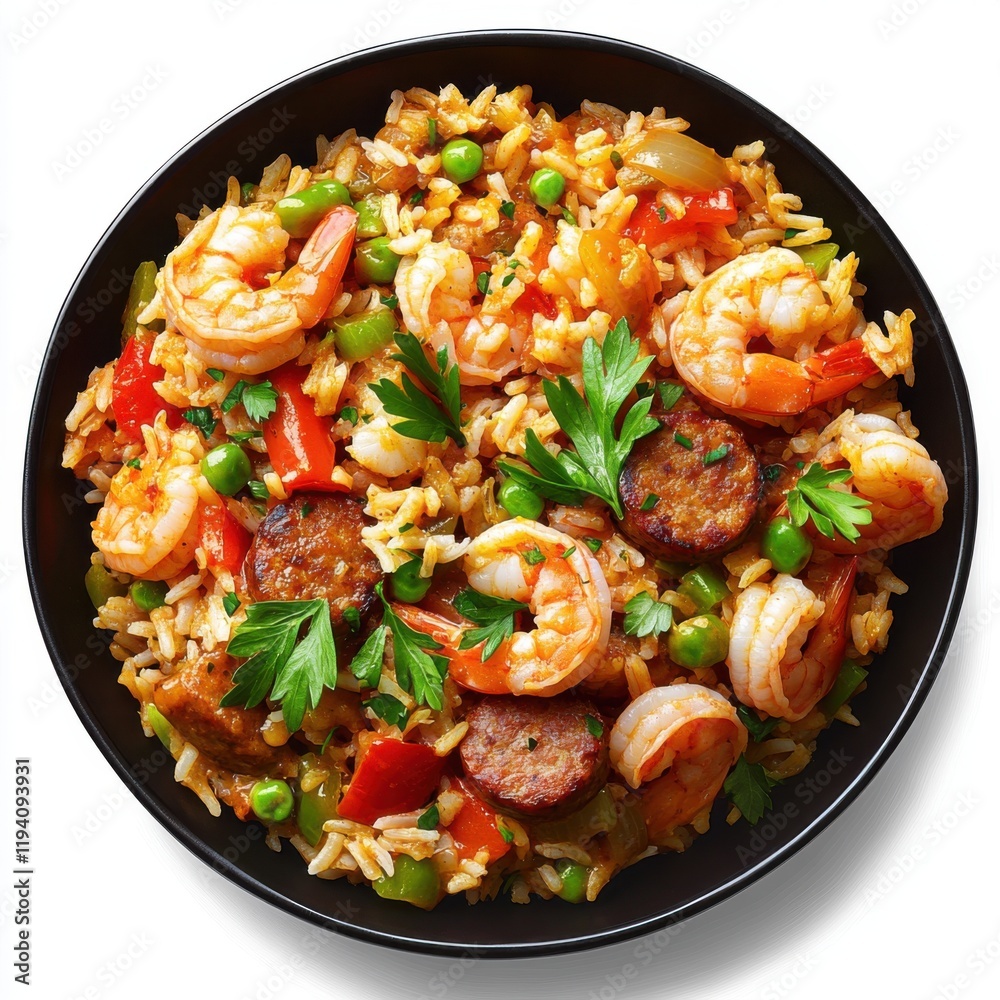 Spicy jambalaya with sausage shrimp rice Spicy jambalaya with sausage shrimp rice
