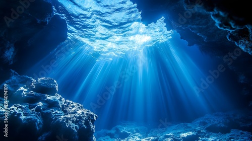 Light floods into the underwater cave