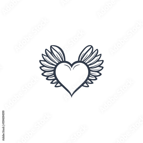 14 February valentine day vector heart with wings