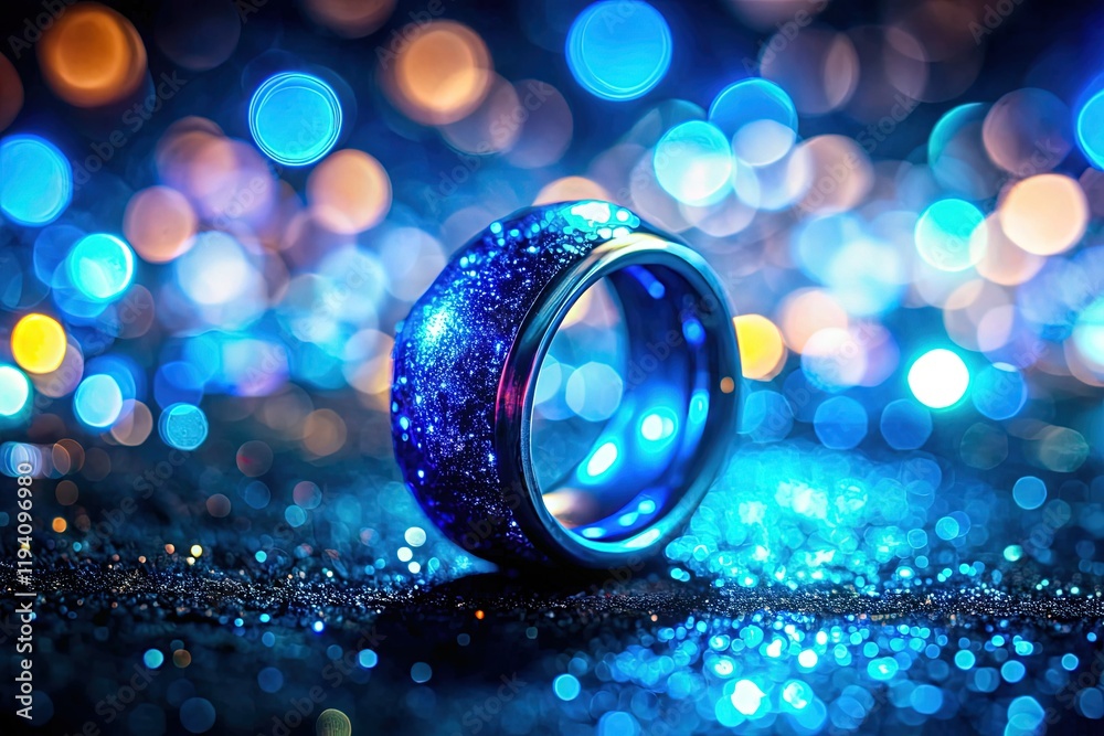 Mesmerizing Neon Blue Ring Glowing Aura - Macro Photography Stock Photo Mesmerizing Neon Blue Ring Glowing Aura - Macro Photography Stock Photo