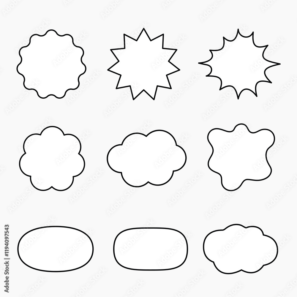 Collection of blank speech bubble shapes in various styles. Set of speech bubbles graphic design. illustration of black speech bubble collection. Set of speech bubble in various shapes Collection of blank speech bubble shapes in various styles. Set of speech bubbles graphic design. illustration of black speech bubble collection. Set of speech bubble in various shapes