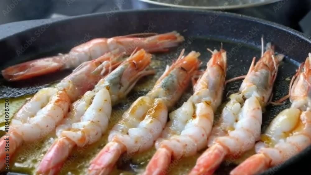 Grilled shrimp on sizzling hotplate Grilled shrimp on sizzling hotplate