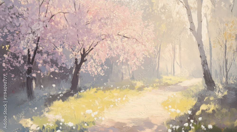 Fototapeta premium Spring Flowers Landscape Background