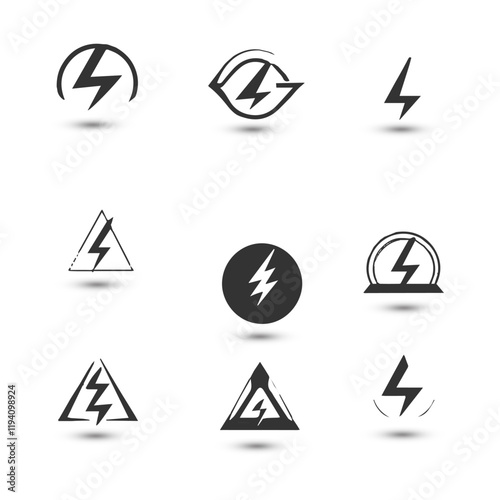 Design Lightning icon on white background. Electric signs. Lightning symbol. Electricity concept stock vector illustration.