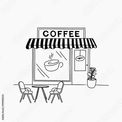 Coffee shop hand drawn illustration vector