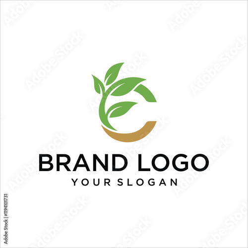 letter C leaf farm company logo vector