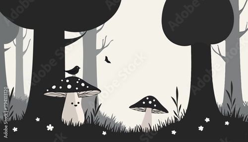 Silhouette Forest Scene