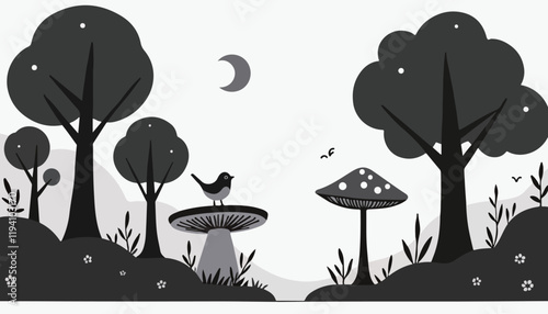 Silhouette Forest Scene
