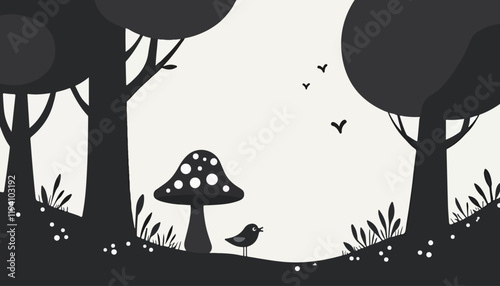 Silhouette Forest Scene