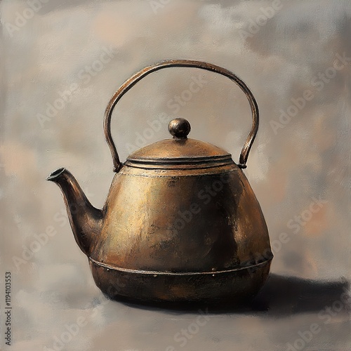 Antique Copper Kettle: A Still Life Painting