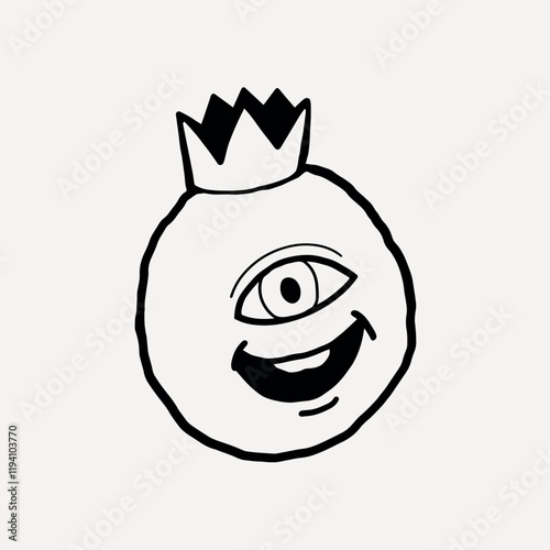 One-eyed king monster collage element psd