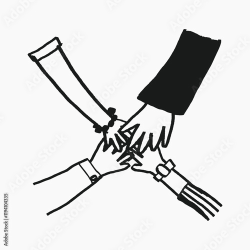 Collaboration business team doodle, illustration vector