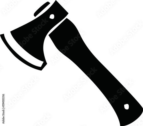 Simple black axe silhouette vector illustration - axe, camping, chopping, cutter, wood, web designing icons and projects.