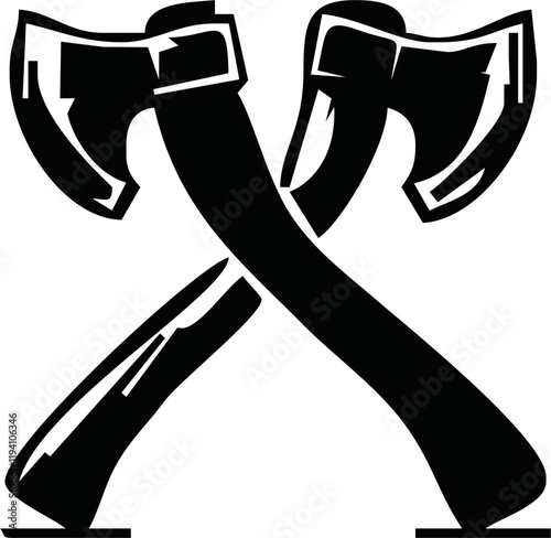 Simple black axe silhouette vector illustration - axe, camping, chopping, cutter, wood, web designing icons and projects.