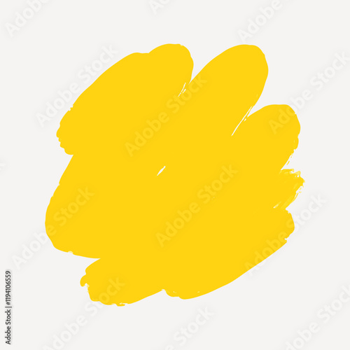 Yellow brush stroke collage element vector