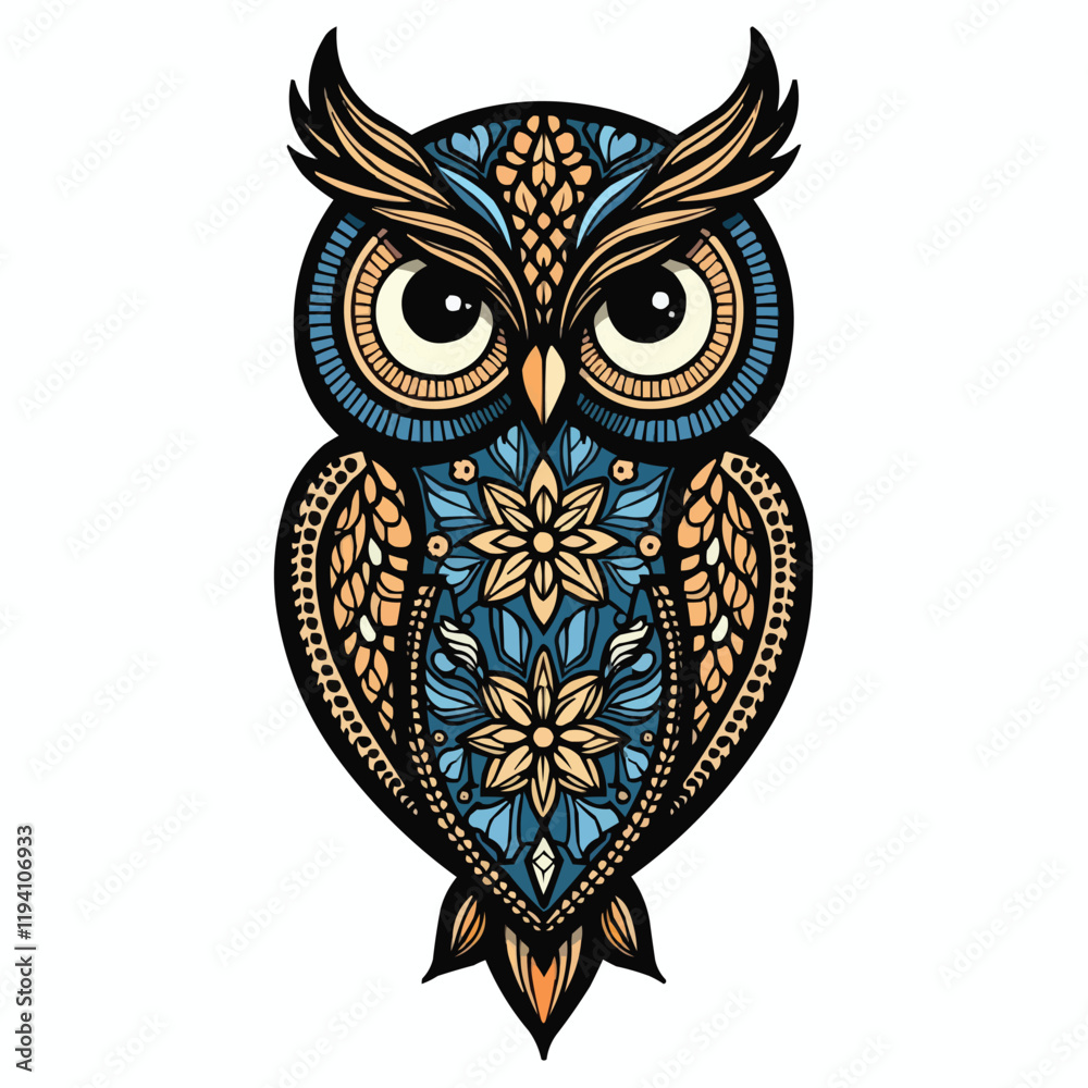 Fototapeta premium Owl mandala. Animal Vector illustration.