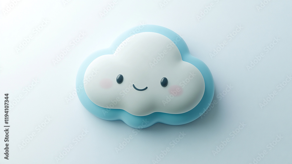 a single charming 3d kawaii cloud character a single charming 3d kawaii cloud character