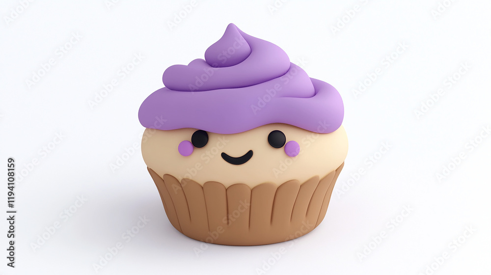 cute 3d cupcake character on white background cute 3d cupcake character on white background