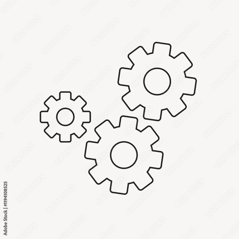 Settings cogwheel icon, outlined graphic vector Settings cogwheel icon, outlined graphic vector