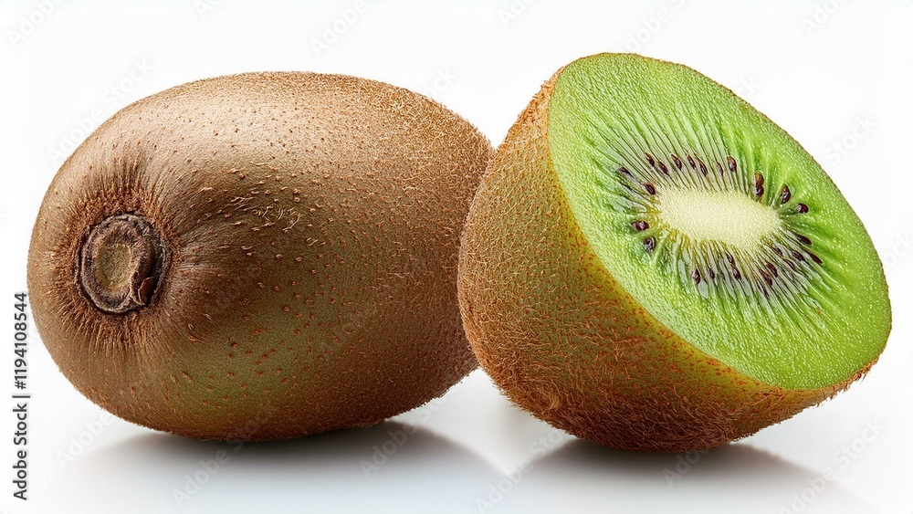 Whole kiwi fruit with fresh green segments displayed, showcasing its vibrant texture and natural beauty
Whole kiwi fruit with fresh green segments displayed, showcasing its vibrant texture and natural beauty