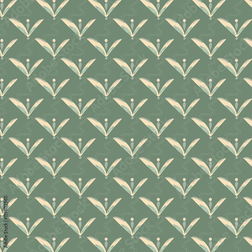A pattern of small elements in the form of stylized leaves in the palette of folk paintings.