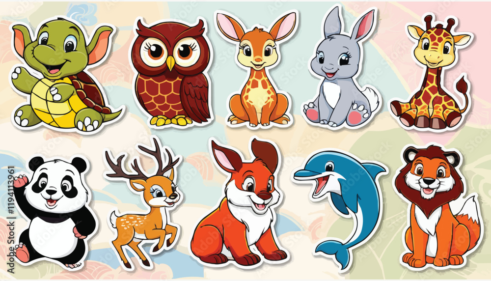 Fototapeta premium Cartoon christmas cats. Cute cat wear xmas costumes, play with garland and toys, sitting in present box.