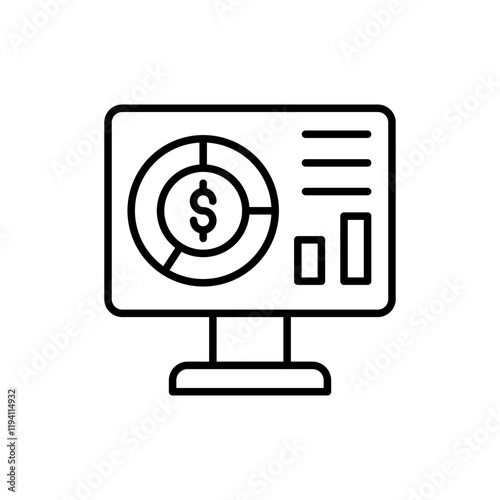 Market report outline icons, minimalist vector illustration ,simple transparent graphic element .Isolated on white background