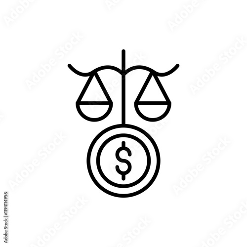 Market balance outline icons, minimalist vector illustration ,simple transparent graphic element .Isolated on white background