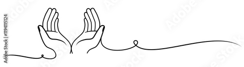 vector line art of praying hands