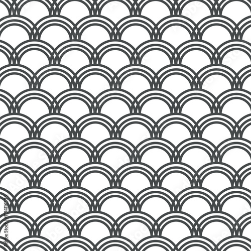 monochrome scalloped seamless geometric wave pattern