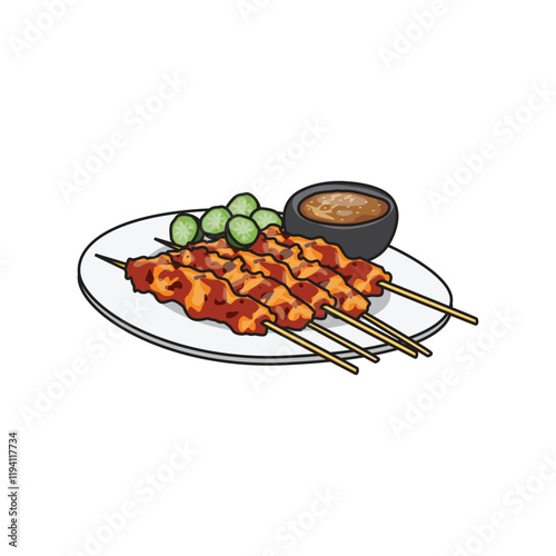 Sate indonesia street food illustration graphic