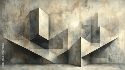 Abstract Geometric Forms in Grey and Beige Tones