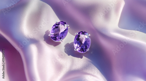 Beautiful amethyst earrings background photo