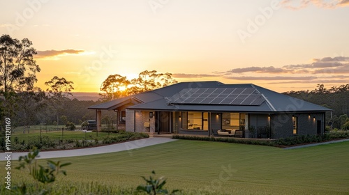 Sunset Ranch House: Modern Australian Home with Solar Panels
