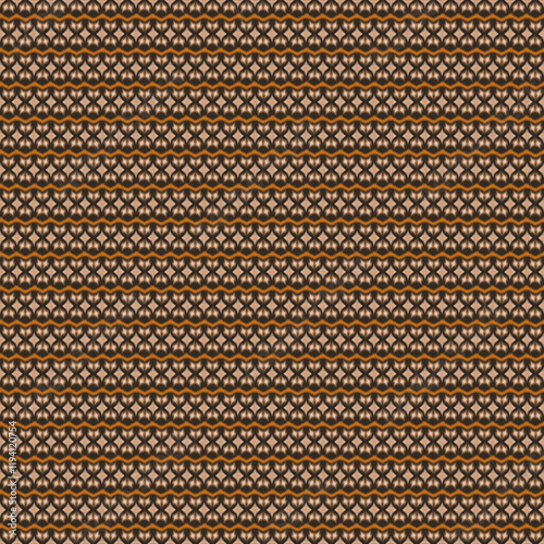 Abstract Floral Geometric Ikat Pattern with Warm Tones
