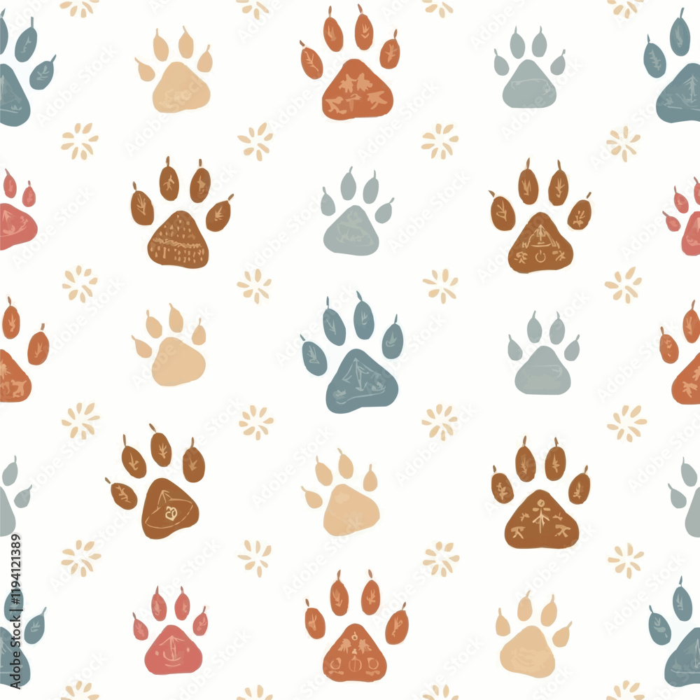Cat paw cute pink shape seamless repeat pattern Cat paw cute pink shape seamless repeat pattern