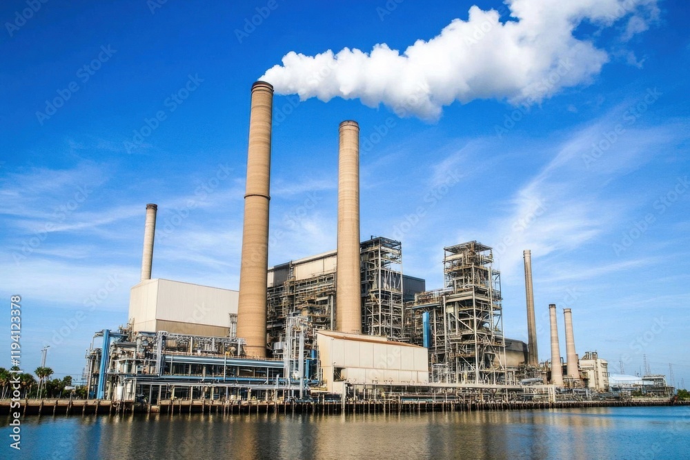 Industrial Complex with Towering Smoke Stacks Industrial Complex with Towering Smoke Stacks