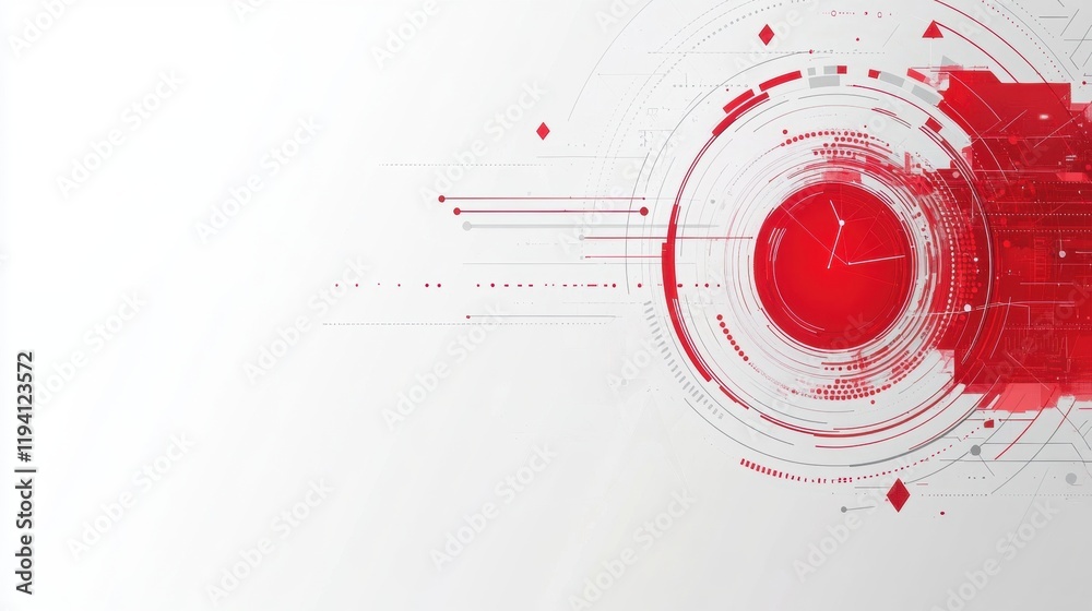 Obraz premium Abstract Red Timer Design with Geometric Elements and Circular Shapes