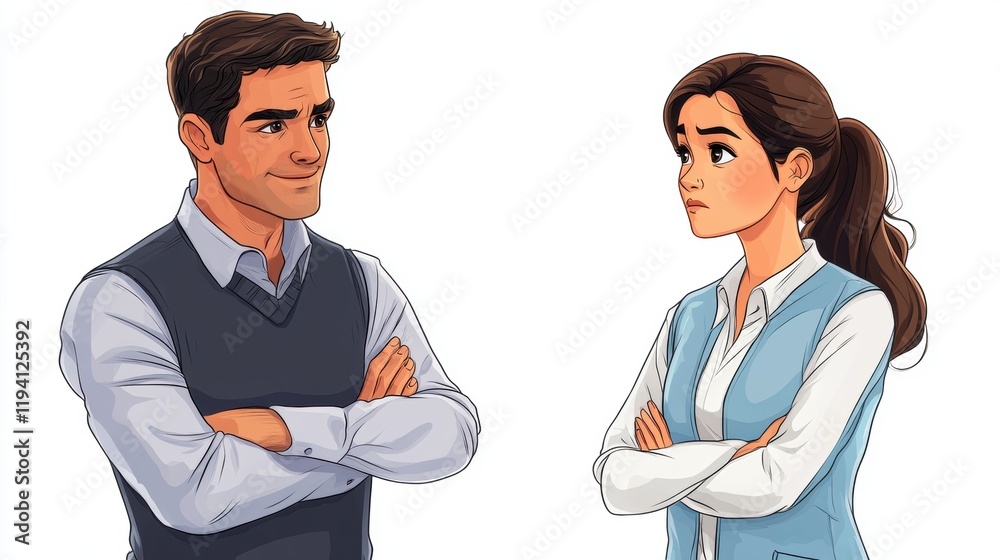 Conflicted Conversation Between Two Characters in Digital Illustration Conflicted Conversation Between Two Characters in Digital Illustration