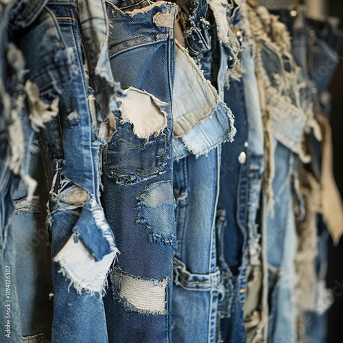 Ripped Denim Jeans: Vintage Fashion and Style photo