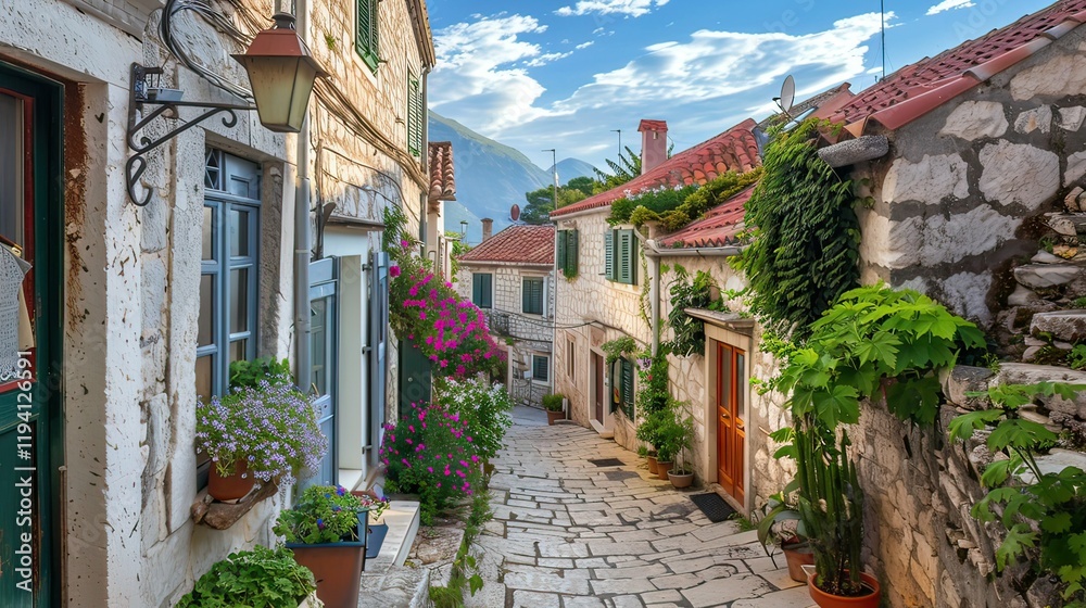 Fototapeta premium A picturesque neighborhood in a European town.