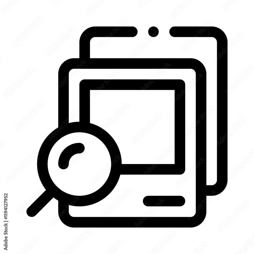 Polaroid Photos and Magnifying line icon Polaroid Photos and Magnifying line icon
