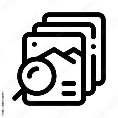 Stack of Photos with Search line icon