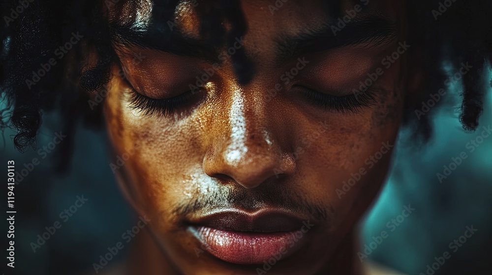 A person sharing a heartfelt story, their expression reflecting vulnerability and strength A person sharing a heartfelt story, their expression reflecting vulnerability and strength