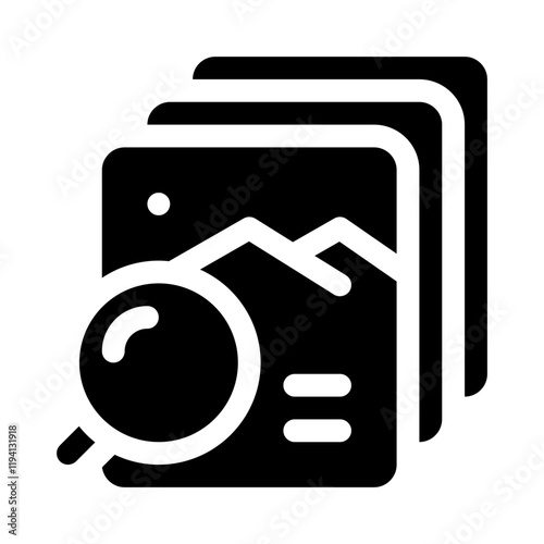 Stack of Photos with Search glyph icon