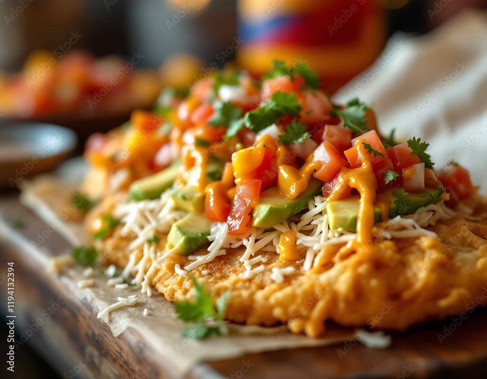 Crispy Arepa Loaded with Avocado Salsa and Cheese Crispy Arepa Loaded with Avocado Salsa and Cheese