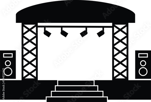 Outdoor concert stage icon. Concert stage sign. Stage symbol. flat style.