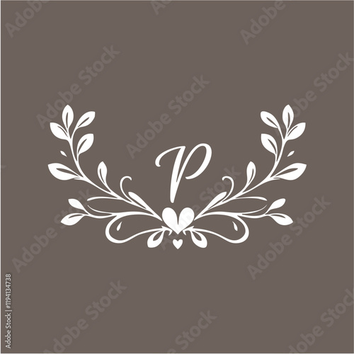 Elegant logos, Wedding monograms, hand drawn elegant, delicate collection,leter P