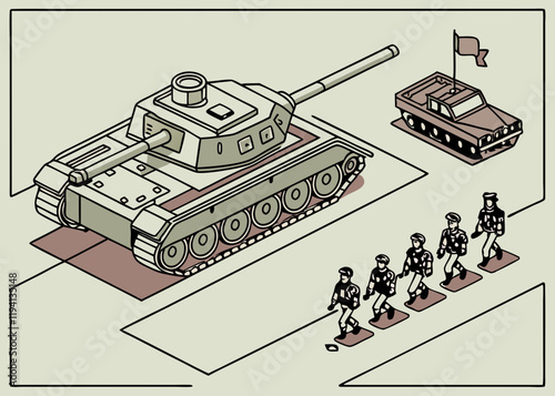 illustration of a isometric base military