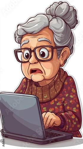 Wallpaper Mural Elderly woman concentrating while typing on laptop Torontodigital.ca
